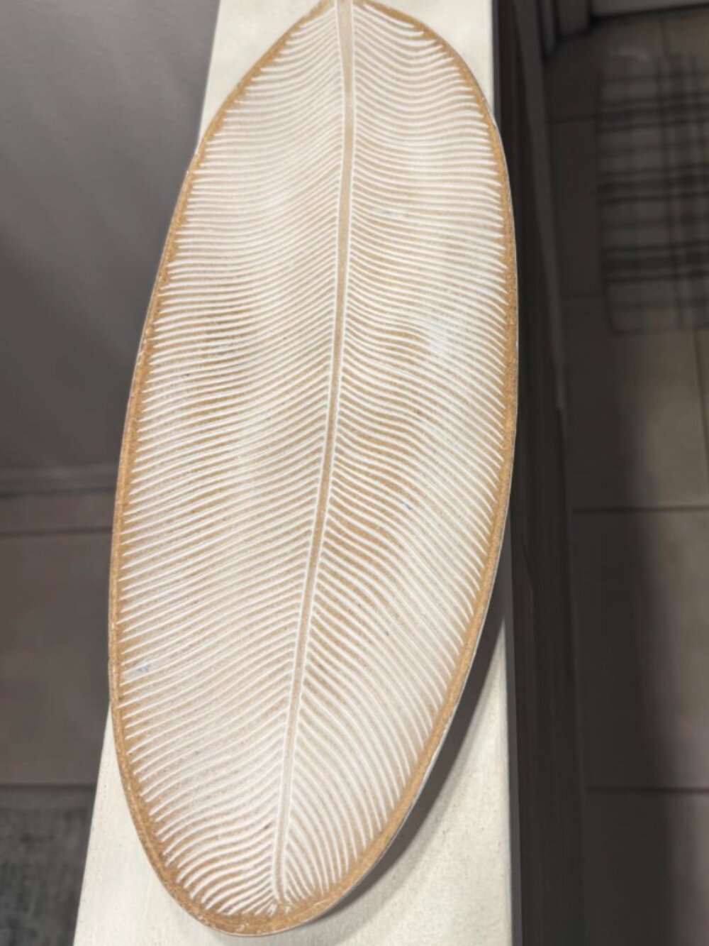 16" Leaf Shaped Wooden Knick Knack Bowl - Home Decor - New